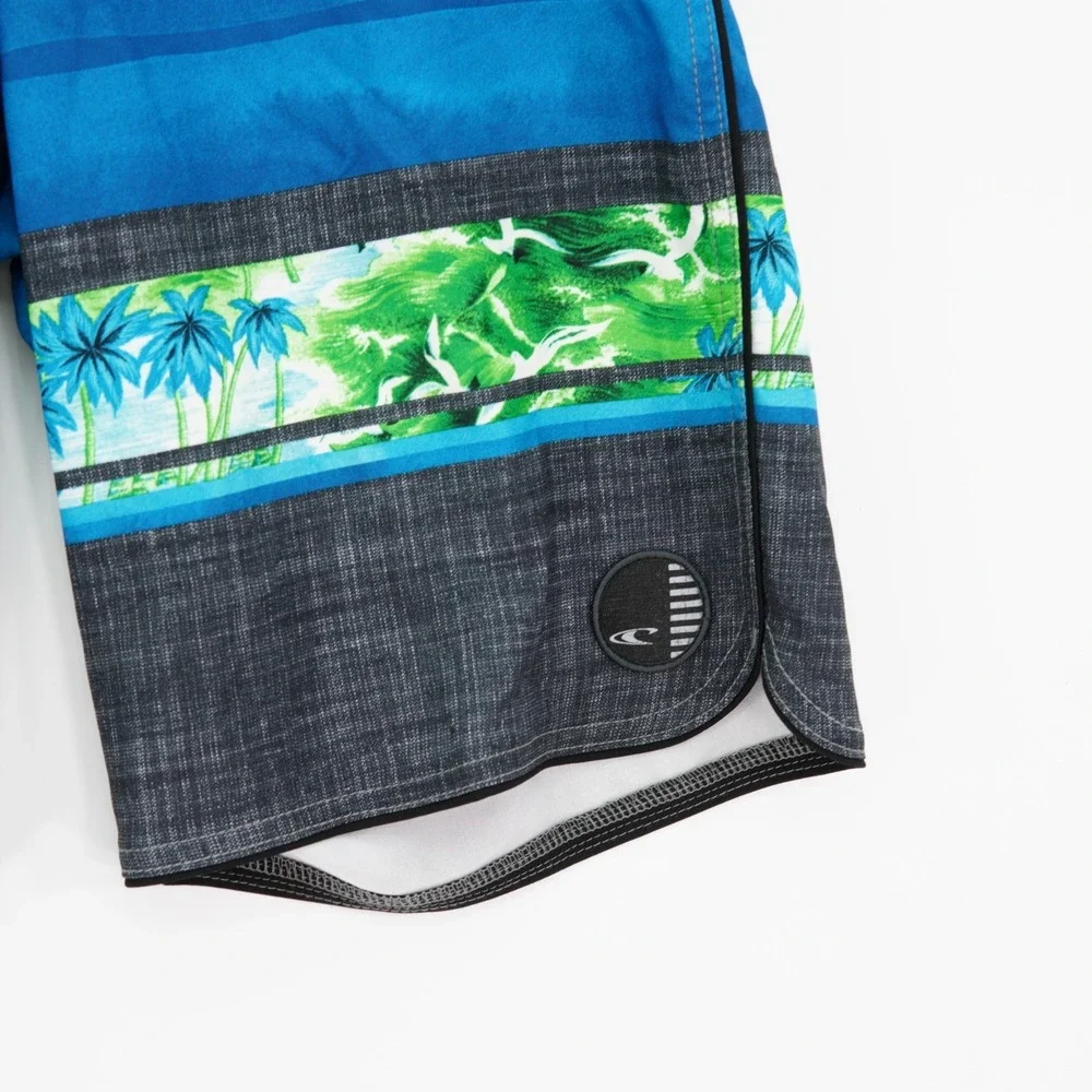 O'neil Blue Green Men's Tropical Swim Trunks 33 / 10 Tagged 32 Drawstring